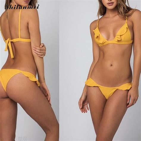 Buy Cute Solid Yellow Bathing Suit