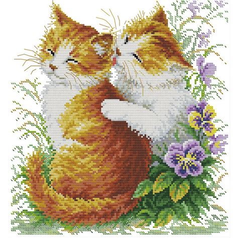 Handmade cross stitch kits and accessories delivered worldwide. Cats Grooming Each Other - Counted Or Stamped Cross Stitch ...