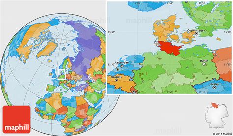 Original size 92 cm (short side). Political Location Map of Schleswig-Holstein