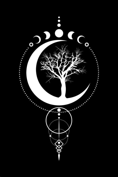 fases místicas da lua árvore da vida geometria sagrada lua tripla