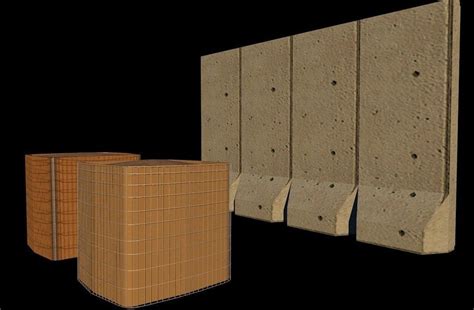 Hesco And T Wall Barrier Free Vr Ar Low Poly 3d Model 3ds Fbx C4d