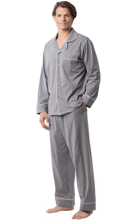 Classic Stripe Mens Pajamas Charcoal In Mens Cotton Pajamas Pajamas For Men Pajamagram