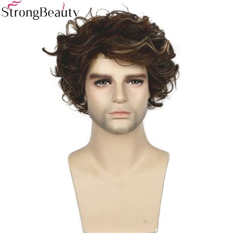 Strong Beauty Short Men Wigs Synthetic Curly Wig Color Mixing Male Hair