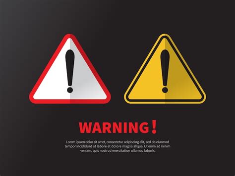 Premium Vector Warning Sign On Black Background