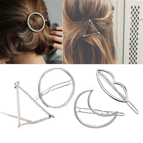 Buy M Mism Girl Novelty Geometric Hair Clips Perfect Quality Silver Metal Hair