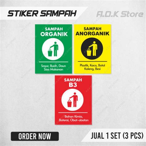 Jual Set Stiker Sampah Organik Anorganik B Medis Non Medis Shopee Indonesia