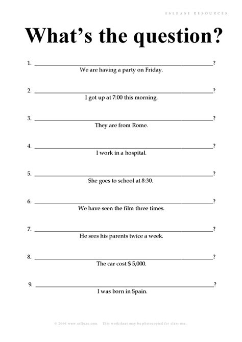 Types Of Questions Esl Worksheet By Traute