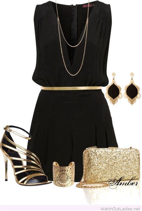 A Black Dress And Golden Accessories Fashion Fashion Designers