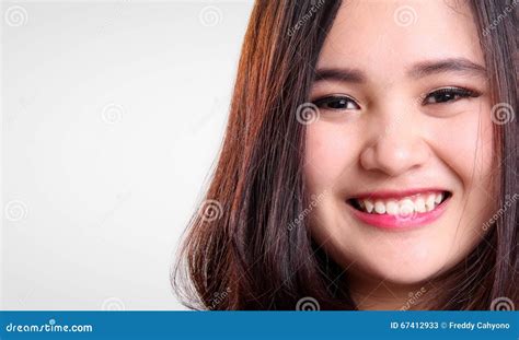 closeup face of cute asian smiles isolated copy space stock image image of beauty chinese