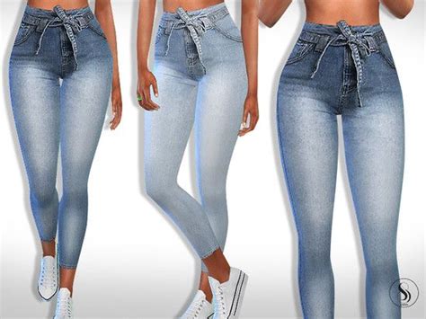 Skinny Fit Tied High Waist Jeans Design By Saliwa Found In Tsr Category