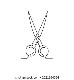 Continuous Line Drawing Scissor Stock Vector Royalty Free