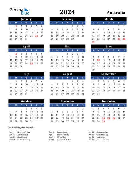 Free 2024 Printable Calendar 2024 Calendar 2024 Printable Australia