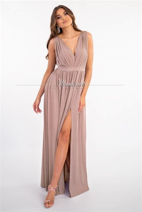Valeria Nude Long Classic Dress