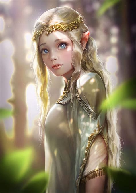 Artstation Original Fantasy Art Girl Elf Beautiful Bluish Salt At