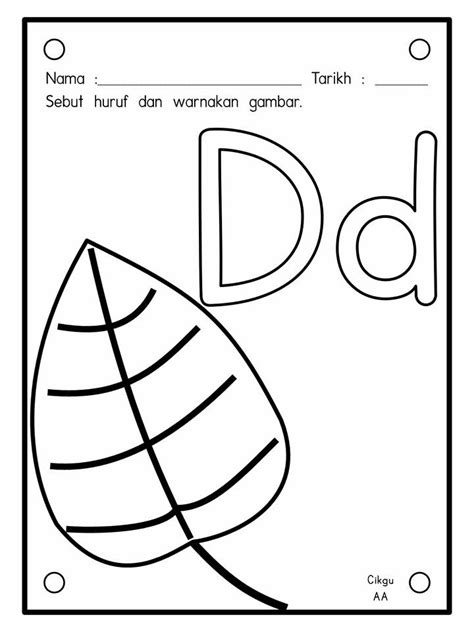 Latihan mewarna kanak kanak prasekolah ppki format pdf tag: latihan warna huruf d | KitPraMenulis