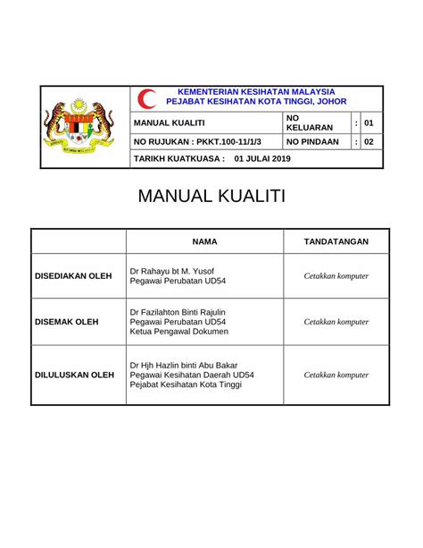 Pdf Kementerian Kesihatan Malaysia Pejabat Kesihatan Pkdkt Com
