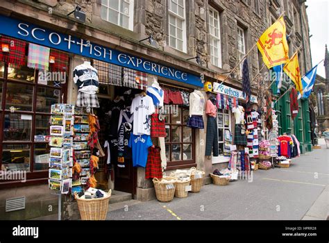 Souvenir Shop On The Royal Mile In Edinburgh Scotland Stock Photo Alamy