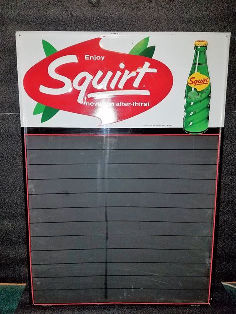 Vintage Squirt Soda Tin Metal Menu Chalk Board Menu Sign 1964