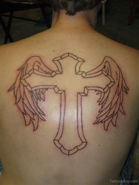 Cross And Wings Tattoo On Back Tattoos Designs