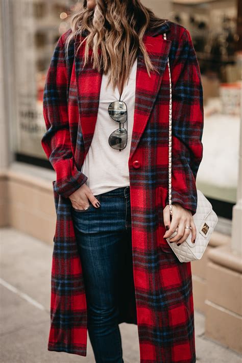 red plaid coat winterfashion winterstyle plaid fashionblogger look