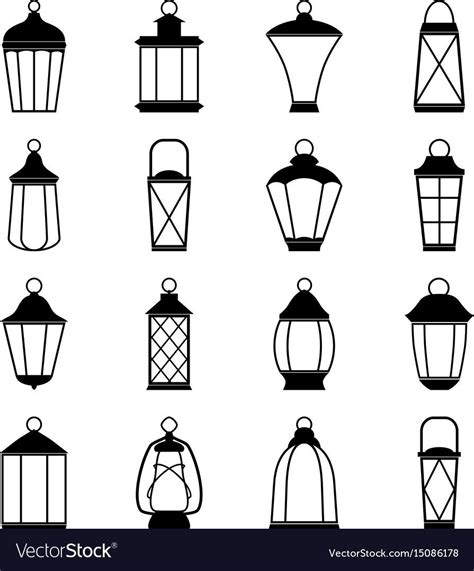 Set Of Lantern Icons Vector Image On Vectorstock Lanterns Vector Icon