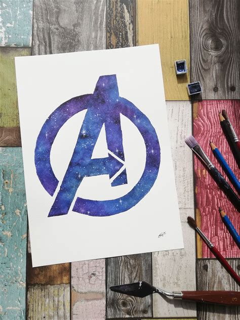 The Avengers Logo In 2020 Watercolor Art Prints Watercolor Art