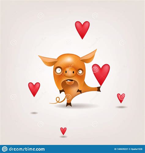 Valentine Pig With Hearts Stock Vector Illustration Of Character