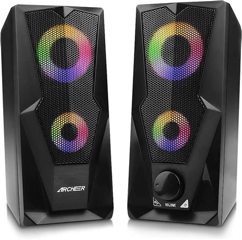 Computer Speakers Archeer 10w Rgb Gaming Computer Speaker With Enhanced Stereo Bass Colorful Led