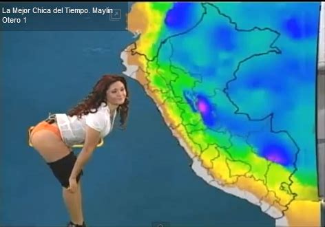 Lady Showing On Tv Wether Forecast Indiferent Way