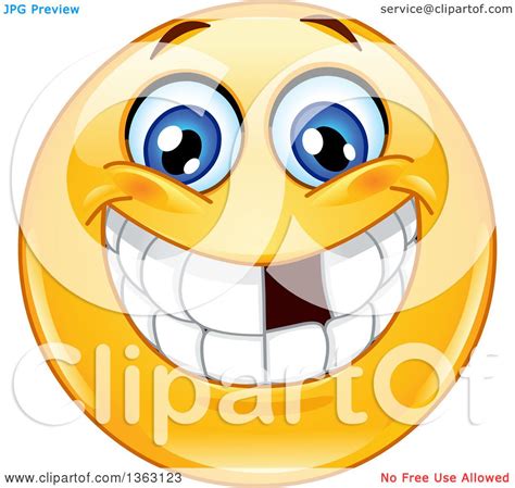 Clipart Of A Cartoon Yellow Smiley Face Emoticon Emoji Grinning And