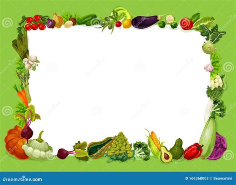 Veggies Frame Vegetable And Grocery Shop Food Stock Vector
