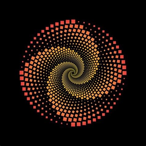 Premium Vector Yellow And Red Dotted Squares Spiral Vortex Vector