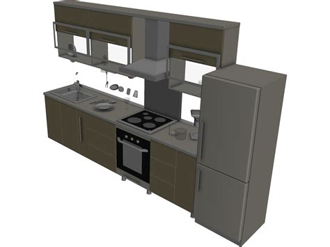 Sweet home 3d is a free interior design program that helps you draw the plan of your house (in a 2d plan), arrange furniture and preview the results in 3d. Kitchen 3D Model - 3D CAD Browser