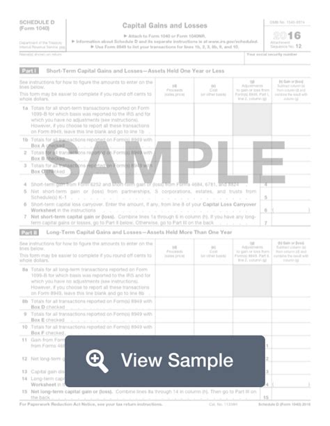 Schedule D Form 1040 Fillable Form And Pdf Sample Formswift