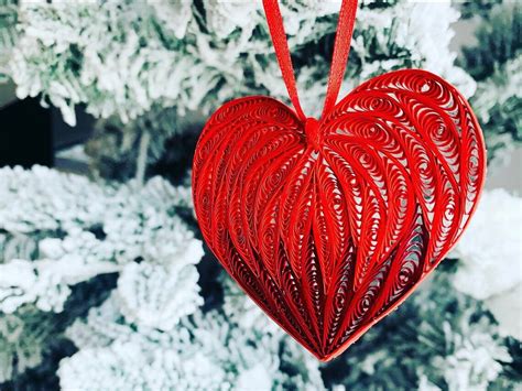 Handmade Heart Ornament Paper Heart Ornament Etsy