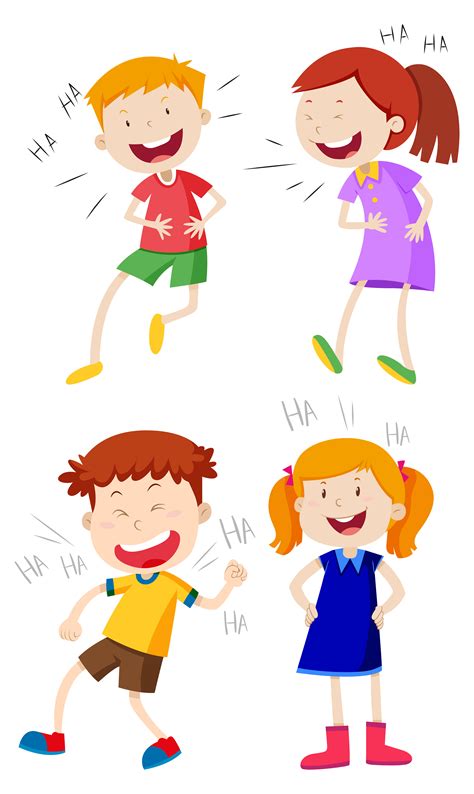 A Set Of Kids Laughing 300990 Vector Art At Vecteezy