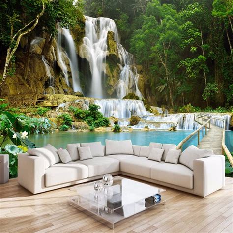 Add a realistic forest scene to your den or a playful cartoon to your nursery without opening a can of add some whimsy to the playroom or bedroom with a movie mural that borrows a scene from your child's favorite flick. Forest Waterfall Nature Landscape Photo Wall Mural For ...