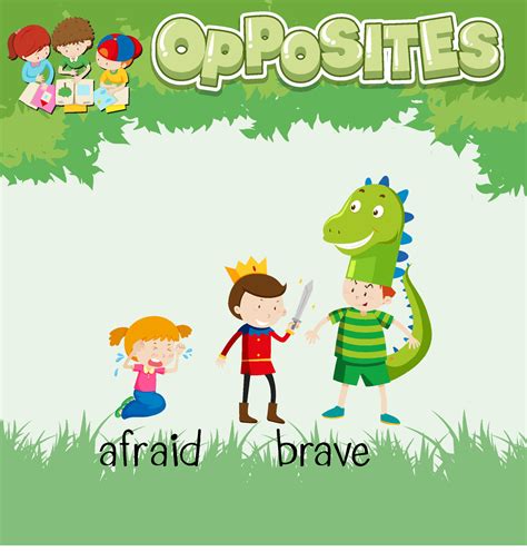 Opposite Words For Afraid And Brave 6772346 Vector Art At Vecteezy