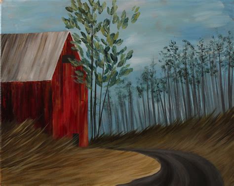 Summer Barn Step By Step Acrylic Painting On Canvas For Beginners