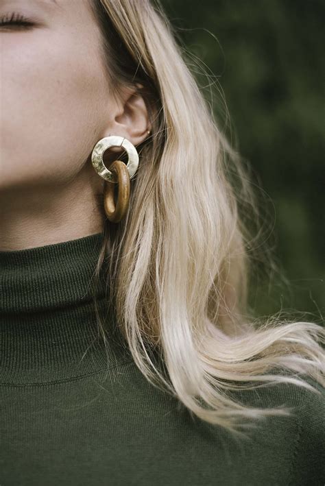 Cactoshop “wood Ring Earpendants ” Earrings Shop Earrings Emerald