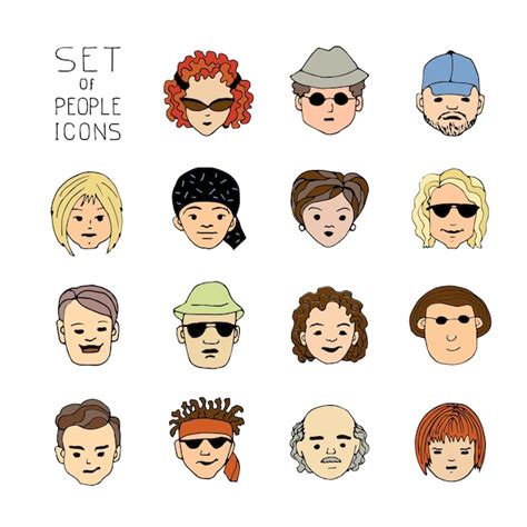 Premium Vector Hand Drawn People Crowd Doodle Collection Of Avatars