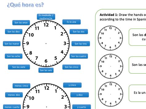 ¿qué Hora Es Spanish Ks3 Worksheet Telling The Time Reading And