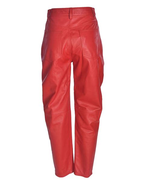 The Attico Red Leather Pants Leather Trousers 202wcp11l0101010