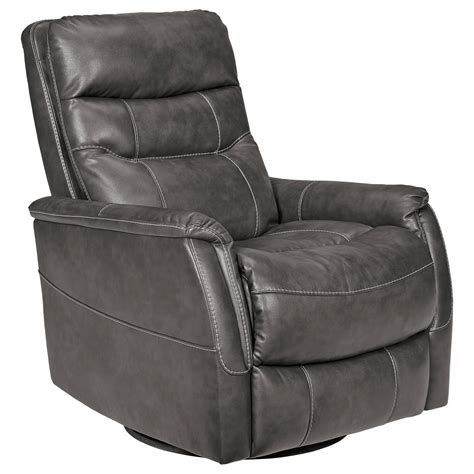 Wherever you situate the chair, make sure it can easily be turned to face the tv, fireplace or main gathering. Signature Design by Ashley Riptyme Contemporary Faux Leather Swivel Glider Recliner | Godby Home ...