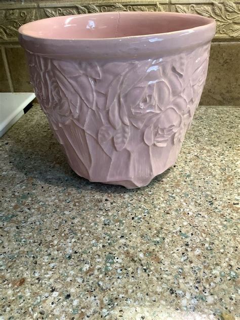 Rare Large Vintage Pink Mccoy Pottery Planter Flower Pot Ebay