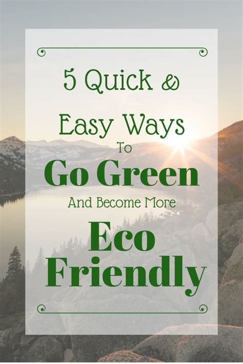 Become Eco Friendly Five Easy Ways To Go Green Living For The Sunshine