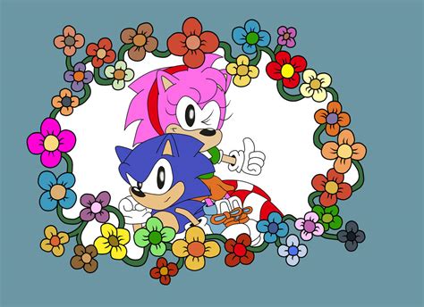 Amy And Sonic Flower Power By Classicsonicsatam On Deviantart