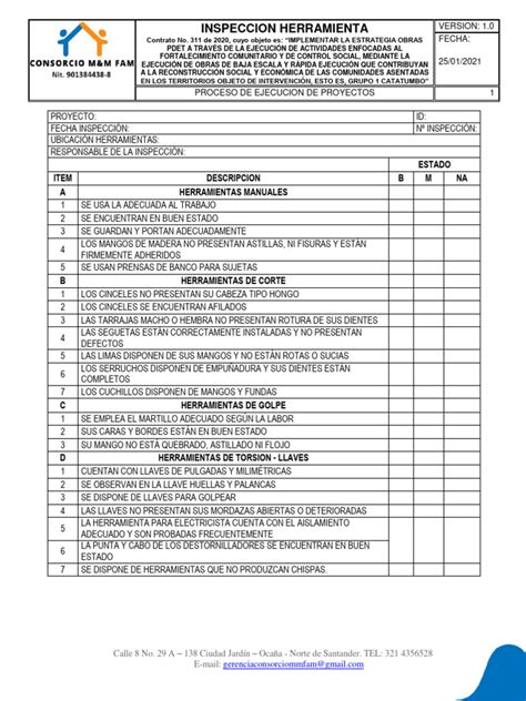 Anexo 6 Formato Inspeccion Herramienta Pdf Perforar Bienes