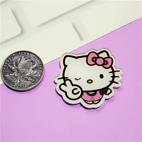 free shipping 1 pcs pink love hello kitty icon badges for clothing acrylic badges backpack