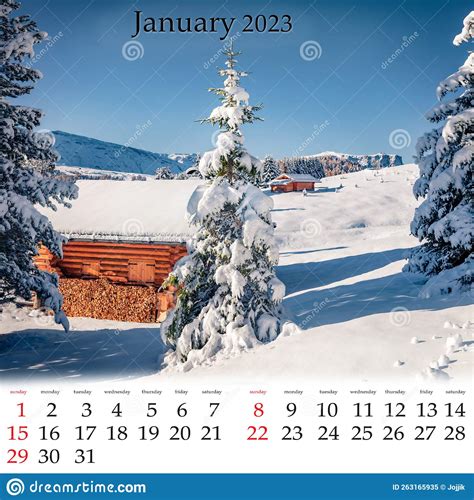 Square Wall Monthly Calendar Ready For Print Stock Illustration
